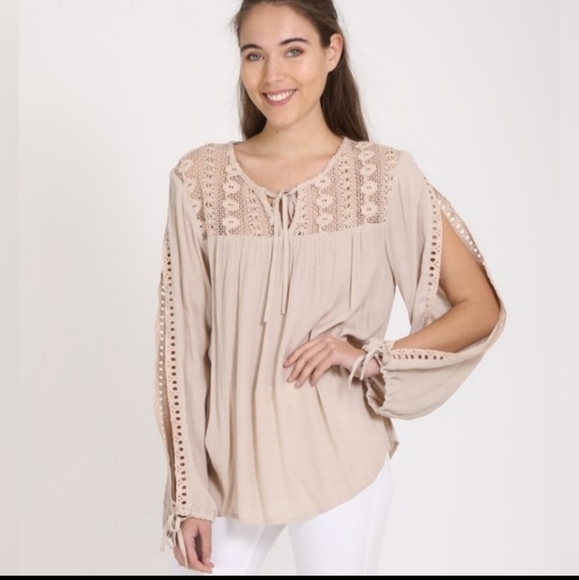 Coral LOVE RICHE Lace Slit Arms linen type Women's - Picture 7 of 7